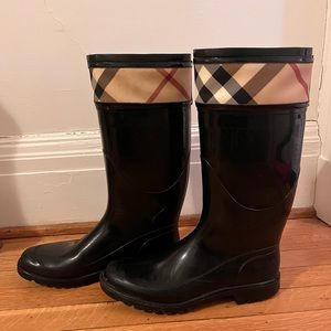 Burberry Rubber Plaid Print Rain Boots